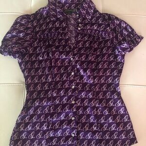 Guess Purple Short Sleeve Button Down Shirt